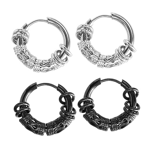 FRCOLOR 2paare Runde Ohrringe Aus Für Herren Modisches Drachen-design Ohrringe Für Männer Klassische Farbe Stilvoller Schmuck von FRCOLOR