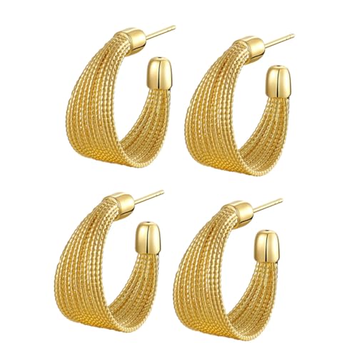 FRCOLOR 2paare Halbgeometrische Runde Ohrringe Für Damen Kreative Ohrhänger Zarter Damenschmuck in Goldenem Design FRCOLOR 2paare Halbgeometrische Runde Ohrringe Für Damen Kreative Ohrhänger Zarter Damenschmuck in Goldenem Design von FRCOLOR