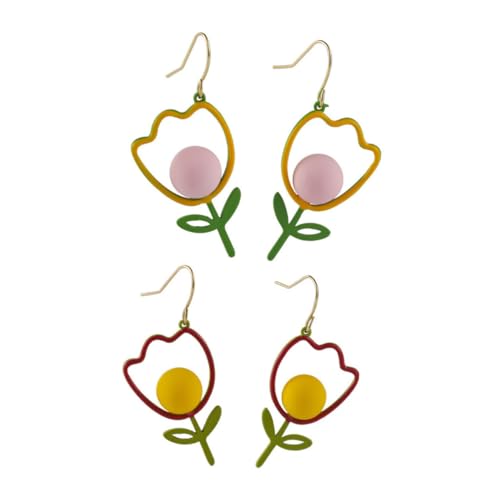 FRCOLOR 2paare Schlichte Ohrstecker Im Tulpendesign Ohrschmuck-dekore Einfache Ohrhänger Für Alltag Und Anlässe von FRCOLOR