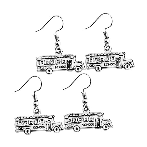 2 Paare Schulbus Ohrringe Kreative Ohrschmuck für Schule für Busfahrer Silberfarbene Ohrringe für Freunde Familie von FRCOLOR
