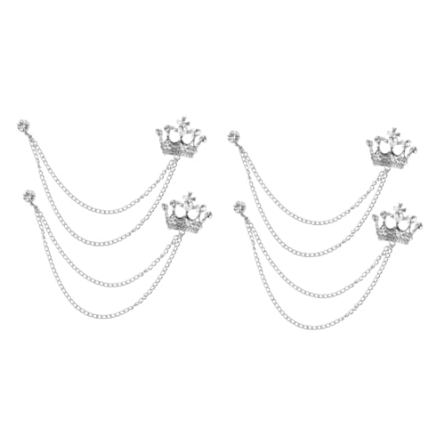 2 Sätze Brosche Krawattenclip Mit Kette Für Anzug Hemd Pullover Eleganter Kragenclip Für Herren Hochzeiten Festliche Anlässe 2 Stücke * 2 von FRCOLOR