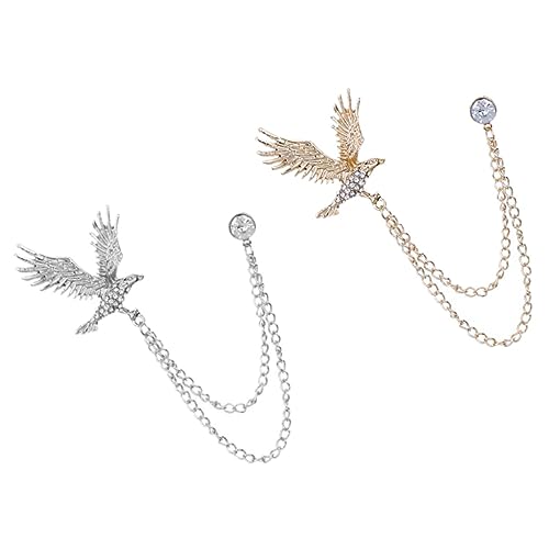 2 Sätze Eagle Design Brosche Für Herren Anstecknadel Mit Kette Für Anzug Hemd Kleidung Accessoires Stilvolle Dekoration Für Partys 2 Stücke * 2 von FRCOLOR