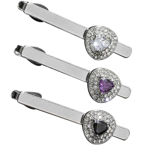 2 Sätze Teiliges Herren Krawattenclips Mit Bling Edelsteinen Stilvolle Krawattenklammern Für Business Hochzeiten Meetings 3 Stück * 2 von FRCOLOR