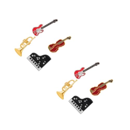 2 Sätze Teiliges Musikbroschen Kreative Gitarre Violine Abzeichen Für Kleidung Vielseitige Anstecknadeln Stilvolle Accessoires Für Damen Herren 4 Stück * 2 von FRCOLOR