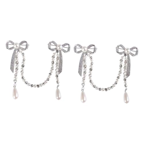 2 Stck. Damen Brosche mit Perlen Quasten Eleganter Ketten Broschen Anstecker für Hochzeitskleider Taschen für Festliche Anlässe von FRCOLOR