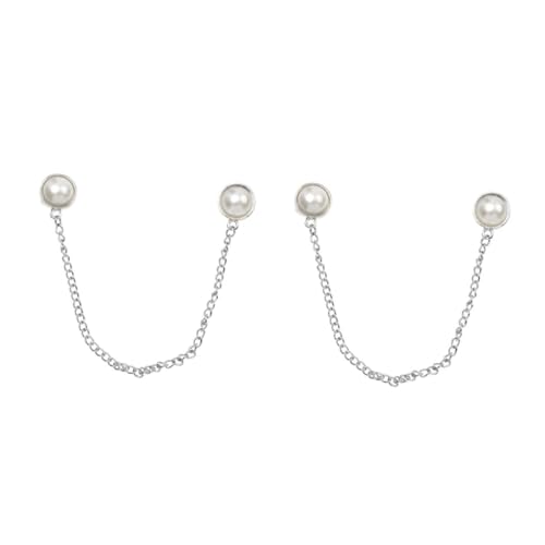 2 Stck. Perlen Brosche mit Kette Modischer Hemdkragen Clip für Damen Elegantes Accessoire für Shirts Kleider für Geschenkideen Stilvolle Outfits von FRCOLOR