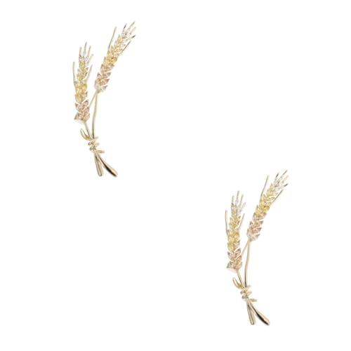 2 Stck. Stylische Weizen Brosche für Frauen Goldene Anstecknadel Modisches Accessoire für Hochzeiten Partys Freizeit Korallenbrosche für Kleidung Taschen Schals von FRCOLOR