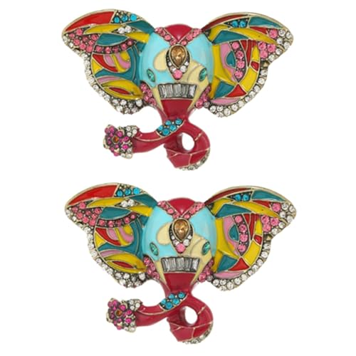 2 Stück Emaille Brosche mit Retro Anstecknadel für Frauen Perfektes für Elefantenliebhaber für Weihnachten Valentinstag Vielseitig Einsetzbar Dekoration für Kleidung Taschen von FRCOLOR