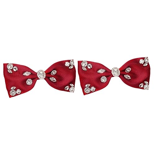 2 Stück Haarspange Braut Kopfbedeckung Strass Haarschmuck Haarschmuck Für Frauen Kopfbedeckung Für Frauen Haarnadeln Für Frauen Bowknot Clip Mori Department Ribbon Issue Card von FRCOLOR