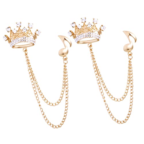 2 Stück Kragenbroschen mit Musikalischem Noten Strasskrone Goldene Anstecknadeln für Kleidung Jacken Taschen Elegantes Zubehör für Herren Damen Vielseitig Einsetzbar von FRCOLOR