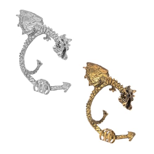 FRCOLOR 2stücke Vintage-drachen-ohrringe Für Damen Ohrklemmen Piercing Im Retro-stil von FRCOLOR