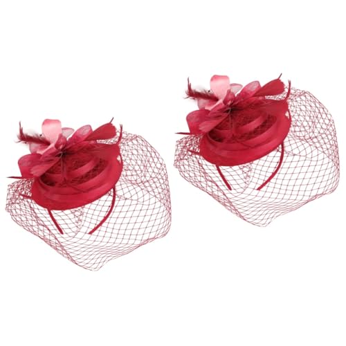 2 Stück Tea Party Hutkappen Haarklammern Haarschmuck Braut Fascinator Stirnband Damen Stirnbänder Bankett Kopfbedeckung Brautkopfschmuck Frauen Banketthut Künstlich FRCOLOR von FRCOLOR