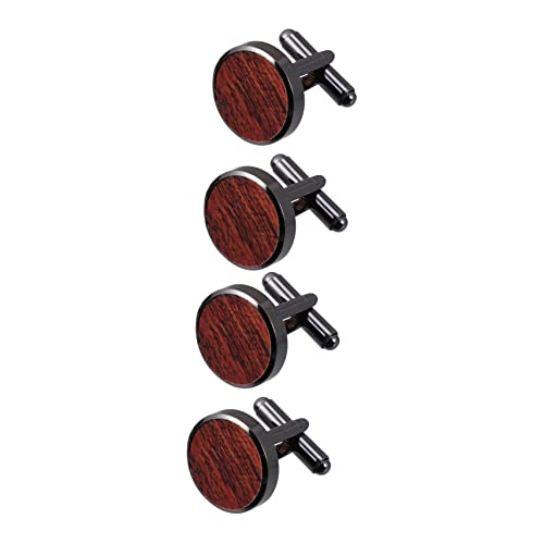 2Paare Herren Rund Holz Manschettenknöpfe für Französisches Hemd Langlebig Elegant für Besondere Anlässe Abnehmbarer Stoffzubehör von FRCOLOR