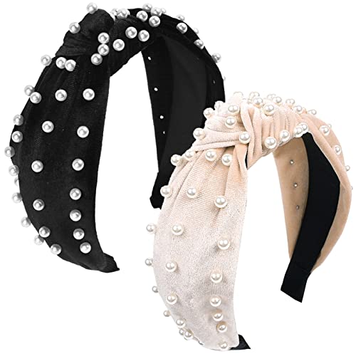 2st Designer-haarreifen Für Frauen Perlenclip Perlenzubehör Haarbindungen Damen Accessoires Breite Stirnbänder Für Damen Haarband Elegante Stirnbänder Für Frauen Flanell Perlen FRCOLOR von FRCOLOR