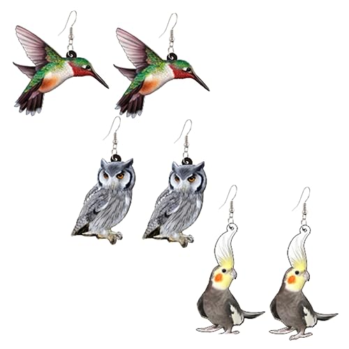 FRCOLOR 3paare -vogel-ohrringe Kreativ Mädchen-ohrringe Stilvolle Ohrschmuck Mit Vogelmuster Für Party Urlaub Verabredung Alltag von FRCOLOR
