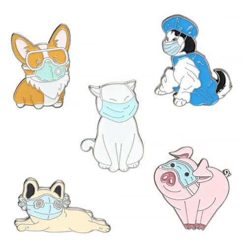 3 Sätze Cartoon Tier Broschen Stilvolle Abzeichen Für Pullover Jacken Taschen Zufällige Designs Für Epidemie Themen Robustes Metallmaterial 5 Stücke * 3 von FRCOLOR