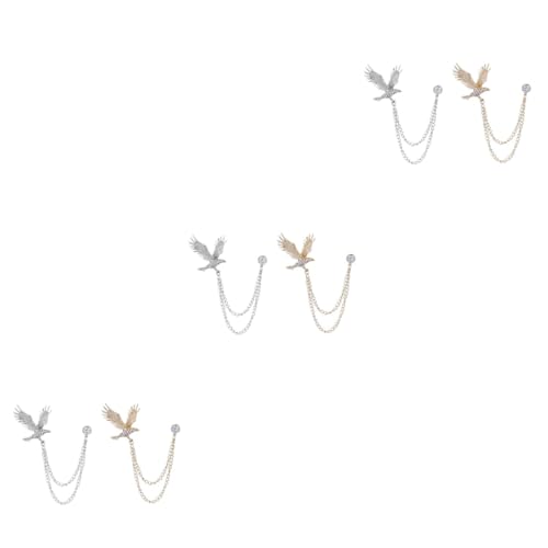 3 Sätze Legierung Broschen Mit Hängender Kette Anstecknadeln Für Anzugkragen Mit Adlerdesign Modeaccessoires Für Herren Damen 2 Stücke * 3 von FRCOLOR