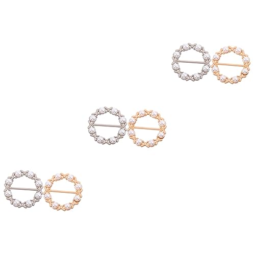 3 Sätze Metallische Schal Schnalle Zinklegierung Kunstperlen Stilvolle Clip Ringe Für Damen Elegantes Zubehör Zur Sicheren Befestigung Von Schals Tüchern 2 Stück * 3 von FRCOLOR