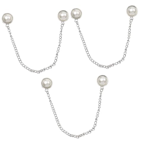 3 Stck. Edelstein Brosche mit Perlen Kette für Damen Modisches Kleidung Zubehör für Eleganten Look bei Partys Anlässen Einzigartiges Design für Shirts Blusen von FRCOLOR