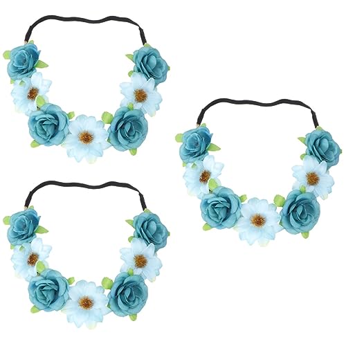 FRCOLOR Blumenhaarkranz 3 Stück Accesorios Para Mujer Damen Haarschmuck Brautschmuck Braut Haarkranz Blumen Mädchen Haarschmuck Blumenstirnband Blumenkranz Stirnband Damen Haarband Rose von FRCOLOR