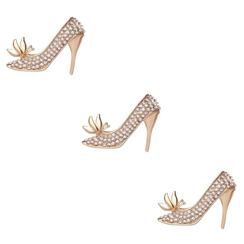 3 Stück Hochhackige Brosche mit Funkelstein Modisches Accessoire für Damen für Kleider Schals Besondere Anlässe für Freundinnen Brautjungfern von FRCOLOR