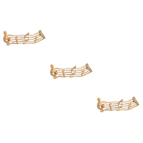 3 Stück Musiknoten Brosche mit Funkelnden Strasssteinen Legierung Anstecknadel für Kleidung Dekoration für Pullover Hüte Schals für Besondere Anlässe Täglichen Gebrauch von FRCOLOR