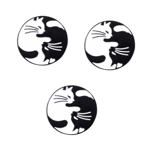 3 Stück Schwarze Katzenbrosche Lustiger Cartoon Anstecker Legierung für Jeans Taschen Kleidung Kreatives Design Leicht Langlebig für Stilvolle von FRCOLOR