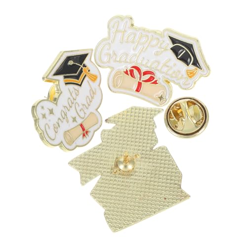 3 Stücke Graduation Enamel Pins Kreative Abzeichen mit Abschlussmütze für Graduierte für Jacken Langlebiges Farbechtes Design für Besondere Anlässe von FRCOLOR