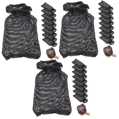 30 Stk Unsichtbares Haarnetz Dehnbare Perücke Strumpfkappen Haarnetze Für Damen Liner-webkappen Zopfhaube Netzkappen Für Perücken Duschhaube Mesh-hut Black Elasthan FRCOLOR von FRCOLOR