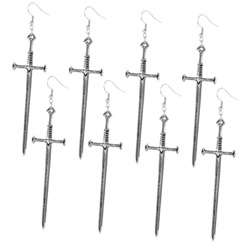 4 Paare Punk Metal Kreuzschwert Ohrringe Dangle Ohrringe für Frauen Vintage Partys Strand Besondere Anlässe Elegantes Schmuck Antikem von FRCOLOR