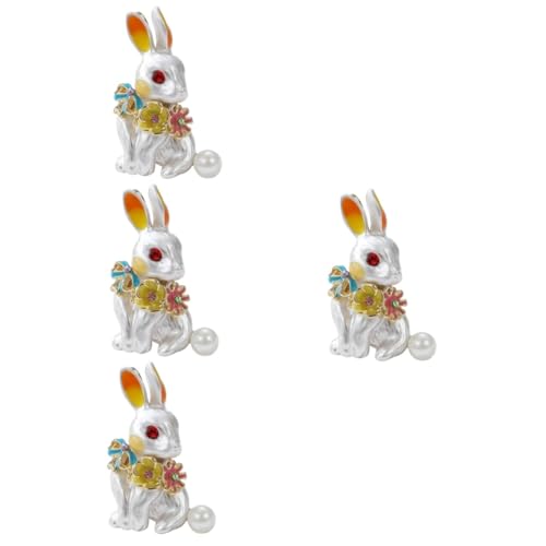4 Stück Bunny Brosche Anstecknadel für Frauen Stilvolle Kaninchenbrosche für Frühling Neujahr Ostern Dekorative Kleidung Accessoire Einfach Anzubringen Langlebig für von FRCOLOR