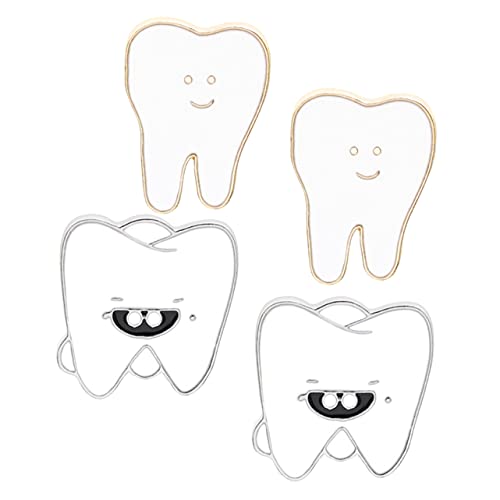 FRCOLOR 4 Stück Cartoon Zähne Brosche Clip Dekorativer Anstecker Für Kleidung Kinder Erwachsene Lustige Broschennadel Für Jungen Mädchen Zahnärzte von FRCOLOR