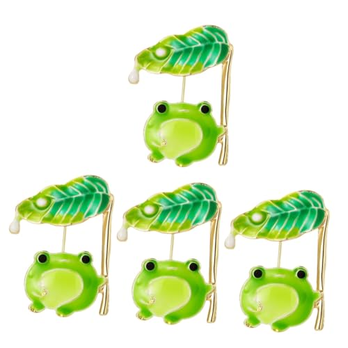4 Stück Frosch Brosche für Damen Dekorative Metall Anstecknadel für Kleidung Schals Taschen Robustes Design Hochwertigem Legierungsmaterial Langlebig Sicher im Einsatz von FRCOLOR
