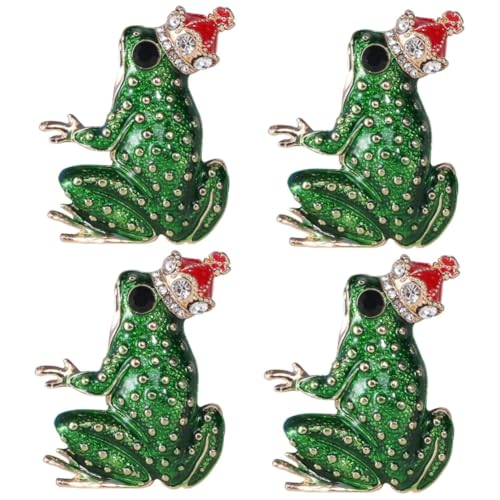 4 Stück Frosch Prinz Brosche Dekorative Broschennadel Brosche Für Kleidung Wäschel Revers Pin Legierungspin Anstecknadel Für Rucksäcke Tiere Brosche Frosch Brosche Tropfen Öl von FRCOLOR