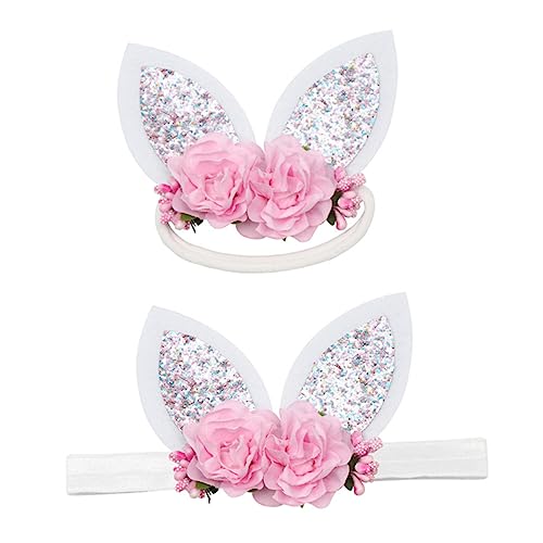 FRCOLOR 4stücke Teiliges Hasenohren Haarreif Für Junge Mädchen Blumen-haarband Mit Kaninchenohren Für Ostern Kostüm-party Und Karneval Leichte Und Dekorative Kopfband-dekoration von FRCOLOR