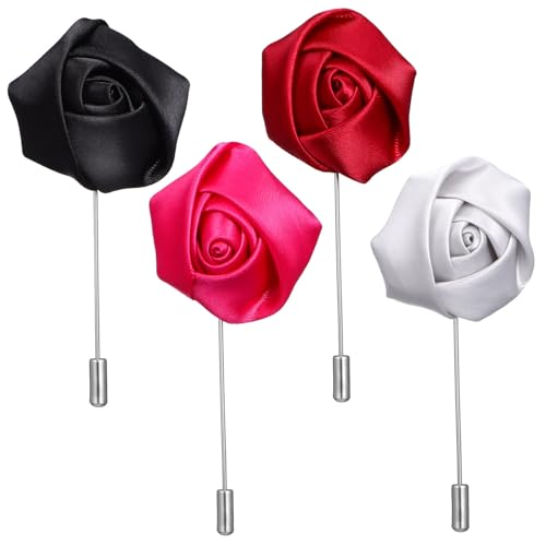 FRCOLOR 4 Stück Blumen Anstecknadeln für Herren Broschen für Anzüge Metall Dekorative Kragennadeln Anzugzubehör für Besondere Anlässe von FRCOLOR