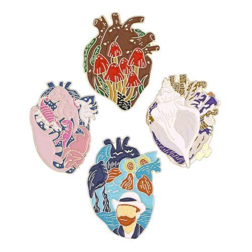 4 Stück Teiliges Herz Pin Kreative Brosche für Rucksäcke Jacken Kleidung Dekorative Anstecknadel für Freunde Familie von FRCOLOR