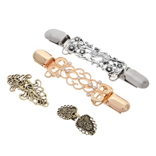 4 Stück Vintage Pullover Clips Strickjacken Schal Clips Praktische Klammern für Kleider Pullover Schals Stilvolle Broschen für Damen von FRCOLOR