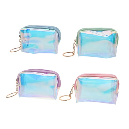 FRCOLOR 4 Teiliges Mini Münzgeldbörsen Schlüsselbund Portemonnaie Für Teenager Mädchen Süßes Kleingeld Portemonnaie Mit Reißverschluss Tragbare Schlüsseltasche Mini Make Up Tasche Zur von FRCOLOR