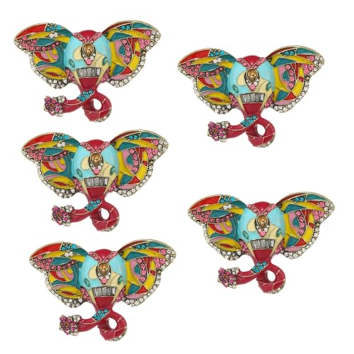 5 Stück Elefantenbrosche mit Retro Anstecknadel für Damen für Kleidung Taschen Hüte Accessoires Einzigartiger Schmuck für Elefantenliebhaber von FRCOLOR