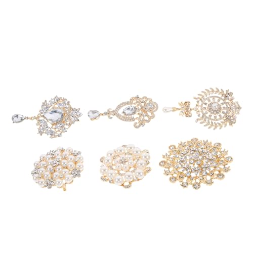 6 Stück Teiliges Broschen mit Kunstperlen Anstecknadeln für Hochzeiten Brautjungfern Outfits Goldene Brosche für Kleidung Taschen von FRCOLOR