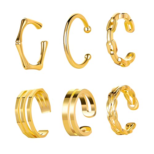 FRCOLOR 6stücke Goldene Ohrringe Ohne Piercing Glänzender Ohrschmuck Ohrclips Für Damen von FRCOLOR