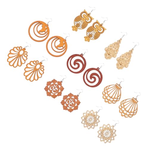 8 Paare Stilvolle Holzohrringe im Bohemian Design Dekorative Eardrops für Damen Holz Eardrops Zufälligen Stilen von FRCOLOR