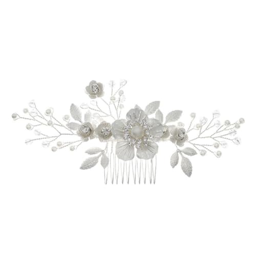 Blumenkamm hochzeitsdeko Braut Hochzeit Haarkamm Hochzeit Haarspangen Tiara Hochzeitshaarschmuck für Bräute Haarkamm für die Braut Perle Kopfbedeckung Zubehör Brautjungfer ABS von FRCOLOR