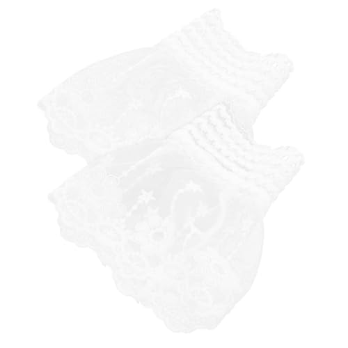 FRCOLOR 1 Dreidimensionale Spitzen-dekorationsmanschetten Spitzenmanschette Gefälschte Spitzengelenksmanschetten Spitzenarmband Manschettenärmel Weiß Baumwolle von FRCOLOR