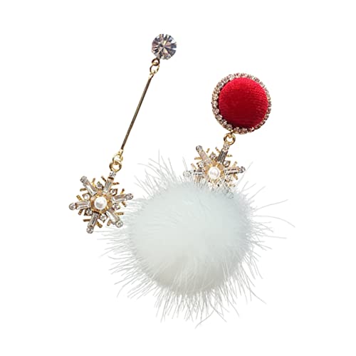 FRCOLOR 1 Paar Asymmetrische Ohrringe mit Haarballen Design Funkelnd für Jede Jahreszeit Festliche Anlässe von FRCOLOR