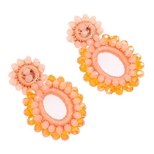 FRCOLOR Handgefertigte Boho Ohrringe mit Perlen Orangefarbene Geometrische Baumeln Ohrringe Hautfreundlichem Material für Frauen für Alltag Partys und Reisen von FRCOLOR