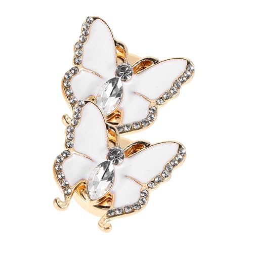 FRCOLOR 1 Paar Damen Schmetterling Business Meetings Mode Manschettenknöpfe Kleidung Accessoire Hemd Nieten Formelle Kleidung Multi Anlass Strass Knopf Strasssteine ​​Weiß von FRCOLOR