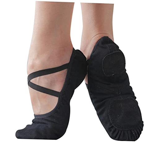 FRCOLOR 1 Paar Dehnungsstofftanzschuhe Tanzschuhe für Erwachsene Ballettschuhe Taschenschuhe Schwarz von FRCOLOR