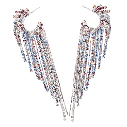 FRCOLOR Funky Langhänger Ohrringe Mit Strass Und Quasten Damen-dangle Ohrringe Für Besondere Anlässe Und Täglichen Glamour Perfektes Für Geburtstage Hochzeiten Und Valentinstag von FRCOLOR